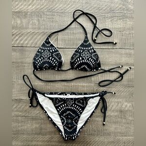Polo Ralph Lauren Ricky Bikini Set Black White Swim Set Size S